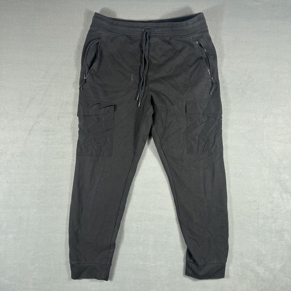 KYODAN Men's Black Cargo Jogger Activewear Pants Drawstring Elastic Waist Size M